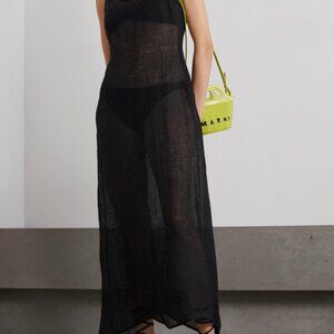 Le Kasha + Net Sustain Idfa Organic Linen Midi Dress - Black Size Medium